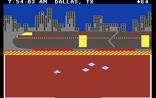 Agent USA (Commodore 64) screenshot: The rocket train can travel further and faster