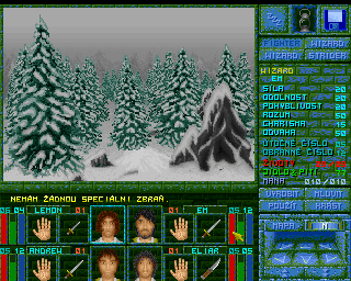 Magic Island: The Secret of Stones (Amiga) screenshot: Status screen is on the right.