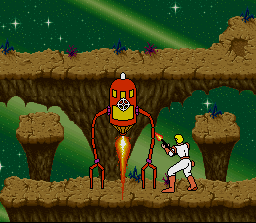 Space Ace (SNES) screenshot: Shooting at probe