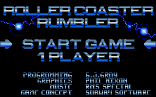 Roller Coaster Rumbler (Atari ST) screenshot: Main menu and credits