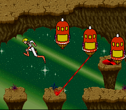 Space Ace (SNES) screenshot: Chased by alien probes