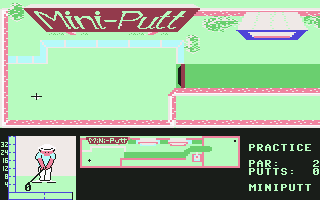 Mini-Putt (Commodore 64) screenshot: MiniPutt. The gate opens and closes.