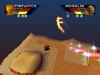 The Unholy War (PlayStation) screenshot: Firewitch vs. Mogalin