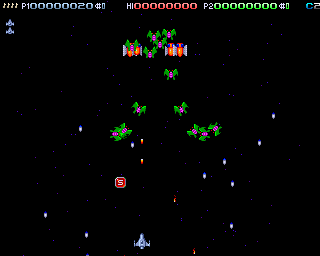 Deluxe Galaga 2.x (Amiga) screenshot: (OCS) The aliens enter formation