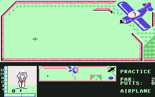 Mini-Putt (Commodore 64) screenshot: Airplane. The propeller rotates.