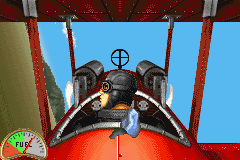 Wings (Game Boy Advance) screenshot: The pilot's head turns from side to side to let you know where enemy is.