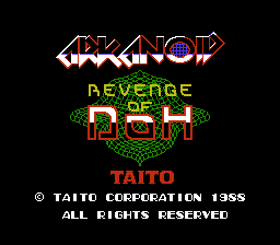 Arkanoid: Revenge of DOH (NES) screenshot: Title screen