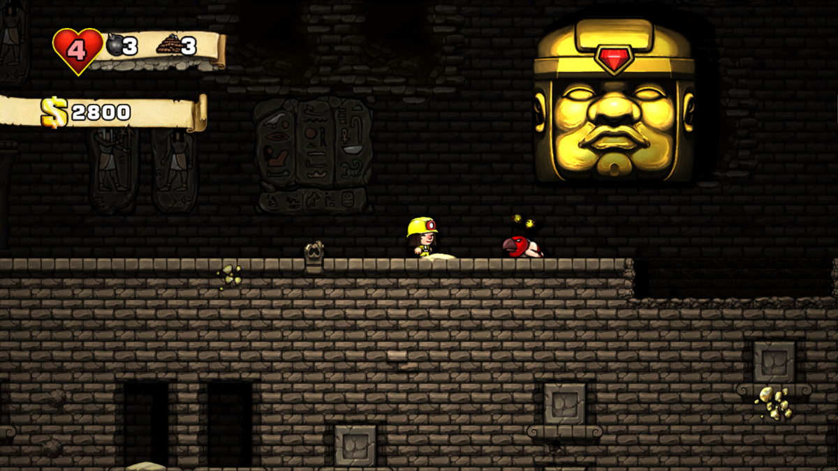 Spelunky (Windows) screenshot: Here's the mighty Olmec, the boss of world 4