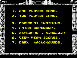 Spherical (ZX Spectrum) screenshot: Main menu