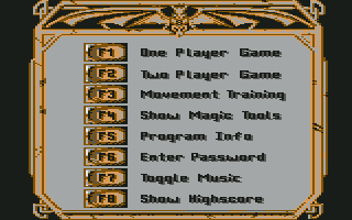 Spherical (Commodore 64) screenshot: Main menu