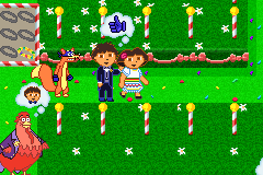 Dora the Explorer: Dora's World Adventure (Game Boy Advance) screenshot: After the Big Red Chicken is cousin Diego