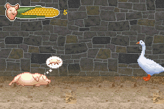 Charlotte's Web (Game Boy Advance) screenshot: In Adventure Mode, the game starts in Zuckerman's barn.