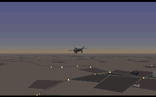 TFX (Amiga) screenshot: The gear is up and ready for landing.