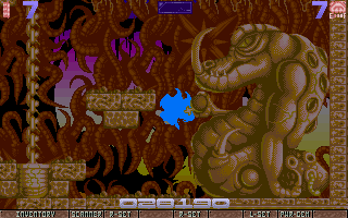 Ork (Amiga) screenshot: I bet if Samus was here, that statue would've come to life!