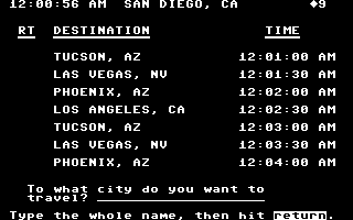 Agent USA (Commodore 64) screenshot: Where would you like to go?