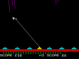 Repulsar (ZX Spectrum) screenshot: Game start - a plane comes at you first