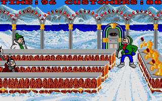 Eskimo Games (Atari ST) screenshot: The Tapper clone