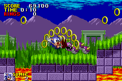 Sonic the Hedgehog (Game Boy Advance) screenshot: Watch out for Caterkiller!