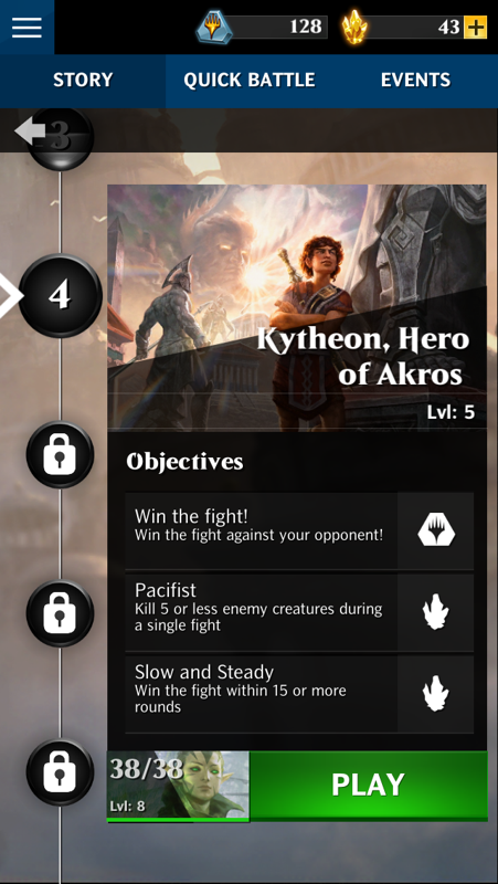 Magic: The Gathering - Puzzle Quest (iPhone) screenshot: Level selection (with level description and objectives)
