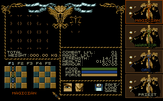 Shadowlands (Atari ST) screenshot: Inventory