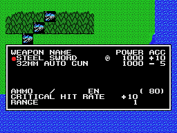 Mecha Taisen on Planet Oldskool (MSX) screenshot: Choose a weapon