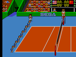 Great Volleyball (SEGA Master System) screenshot: Before the match starts, your team bows to the opponent.