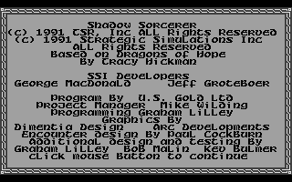Shadow Sorcerer (Atari ST) screenshot: Credits