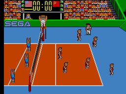 Great Volleyball (SEGA Master System) screenshot: Team USA gets one point!