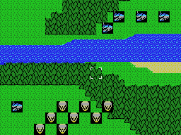 Mecha Taisen on Planet Oldskool (MSX) screenshot: Reinforcements on the other side of the river