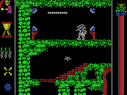 Vampire's Empire (MSX) screenshot: The dotted line is the doctor's light beam