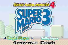 Super Mario Advance 4: Super Mario Bros. 3 (Game Boy Advance) screenshot: Title Screen