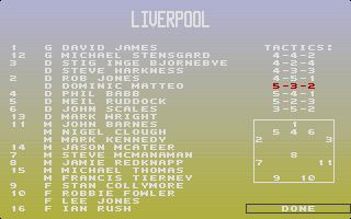 Team (Atari ST) screenshot: The squad of the time - the two Joneses are unrelated BTW