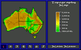 World Tour: Australia (Amiga) screenshot: Maps - topography