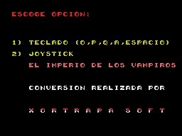 Vampire's Empire (MSX) screenshot: Start the game with joystick or keyboard