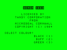 Demon Seed (Dragon 32/64) screenshot: Colour selection