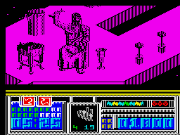 Leviathan (ZX Spectrum) screenshot: Third part of the third level - Greekscape.