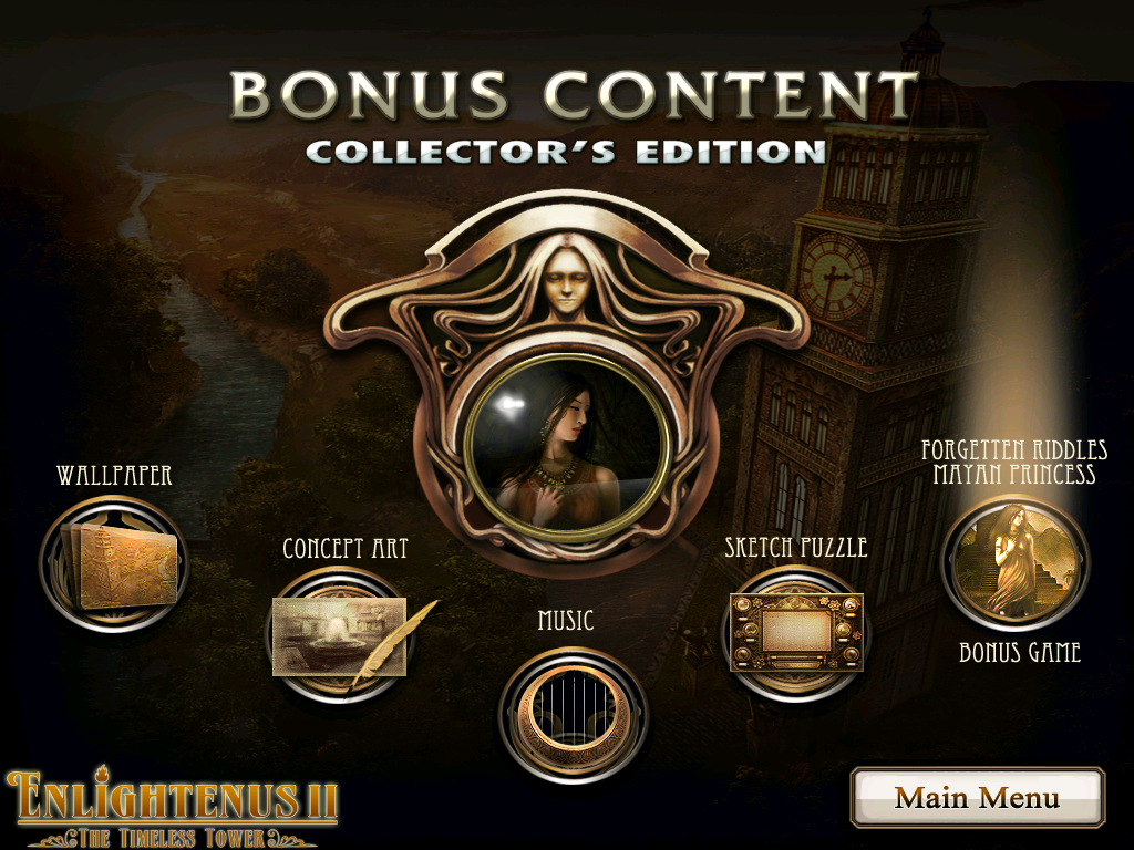Forgotten Riddles: The Mayan Princess (Windows) screenshot: This game was released as a freebie with Enlightenus II: The Timeless Tower (Collector's Edition)<br>It was unlocked when the player completed both the main game and bonus level