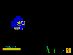 Sir Fred (ZX Spectrum) screenshot: Unilluminated room. If Fred did not have a torch screen would be completely black.
