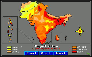 World Tour: Indian Sub-Continent (Amiga) screenshot: Population map