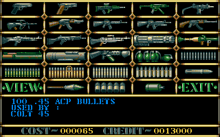 Dogs of War (Atari ST) screenshot: Weapon selection