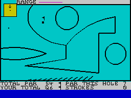 Crazy Golf (ZX Spectrum) screenshot: Spectrum BASIC circles are shown off here