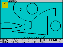 Crazy Golf (ZX Spectrum) screenshot: Angle rebounds are less precise