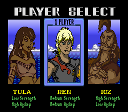 The Pirates of Dark Water (SNES) screenshot: Character select screen