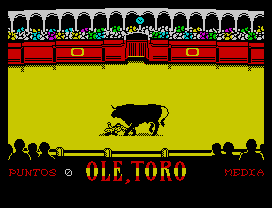 Olé, Toro (ZX Spectrum) screenshot: 0 points, not bad for first time