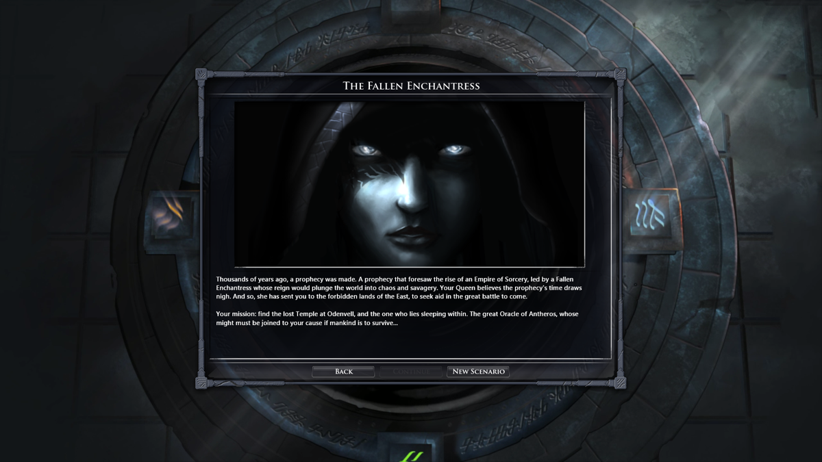 Fallen Enchantress (Windows) screenshot: The only campaign in the game explores the story of the Fallen Enchantress.