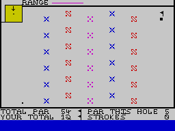 Crazy Golf (ZX Spectrum) screenshot: X marks the spot