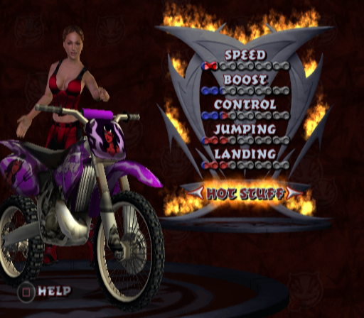 Freekstyle (PlayStation 2) screenshot: Selecting a motorcycle.