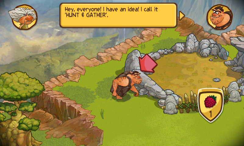 The Croods (Android) screenshot: Starting out with Grug having an idea