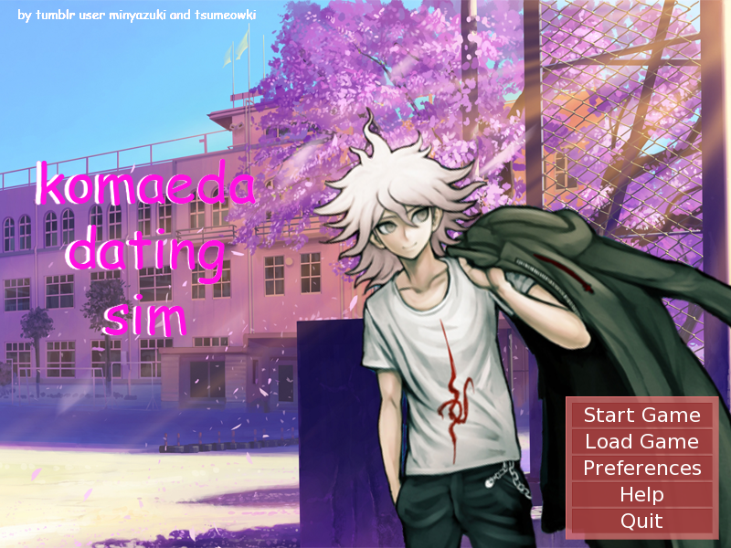 Komaeda Dating Sim (Windows) screenshot: The title screen. Incidentally, it is also the most normal screen in the game.