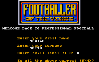 Footballer of the Year 2 (Atari ST) screenshot: Nine difficulty levels